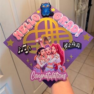 Purple 'Hello Grad' Huntrix - Congratulations Graduation Cap Topper